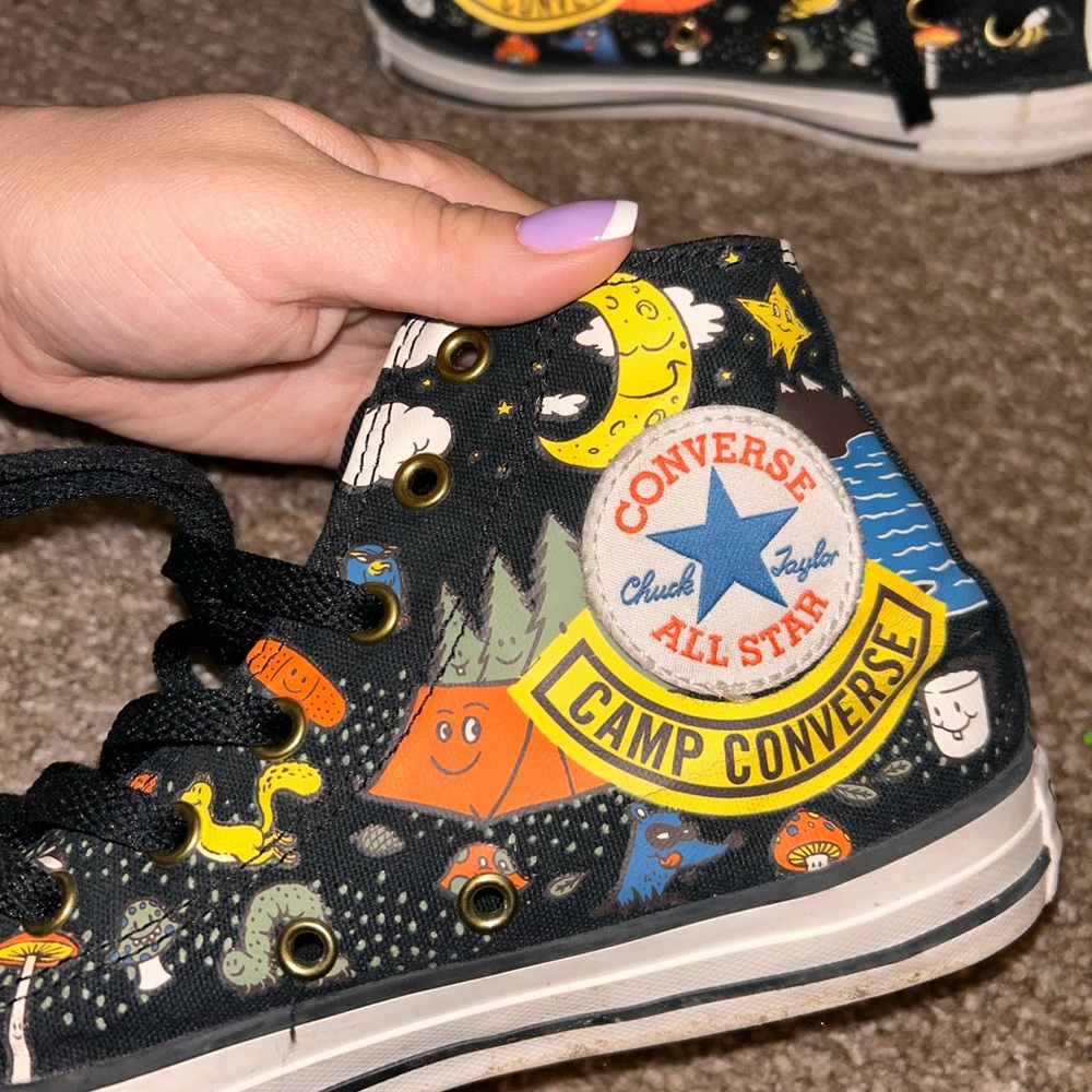 Converse Black and Orange High-Top Sneakers with Cosmic Design - Picture 3 of 4